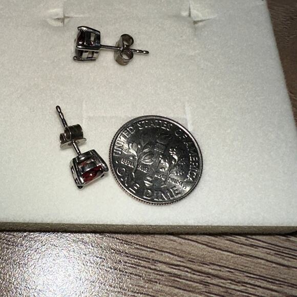 Authentic ANGARA Garnet January Birthstone Stud Sterling Silver 925 Earrings - Picture 6 of 8